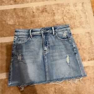 Denim Distressed Mini Skirt